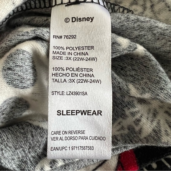 Nightmare Before Christmas Jack Skellington Santa Hat Fleece Pajama Top Size 3X - Picture 7 of 10